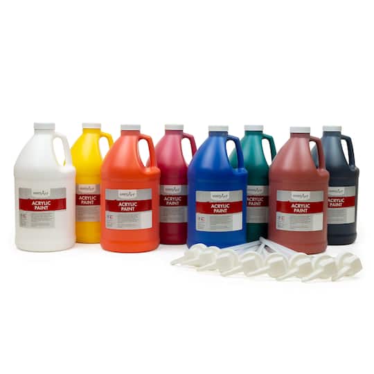 Handy Art&#xAE; Primary 8 Color Acrylic Paint Set with Pumps